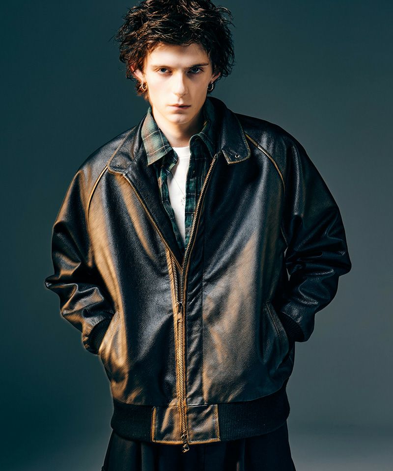 glamb(グラム)】Leather Bomber Jacket レザーボマージャケット(GB0425