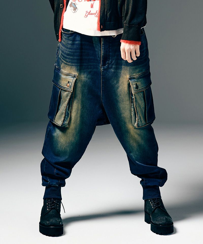 glamb(グラム)】Knit Denim Cargo Pants ニットデニムカーゴパンツ