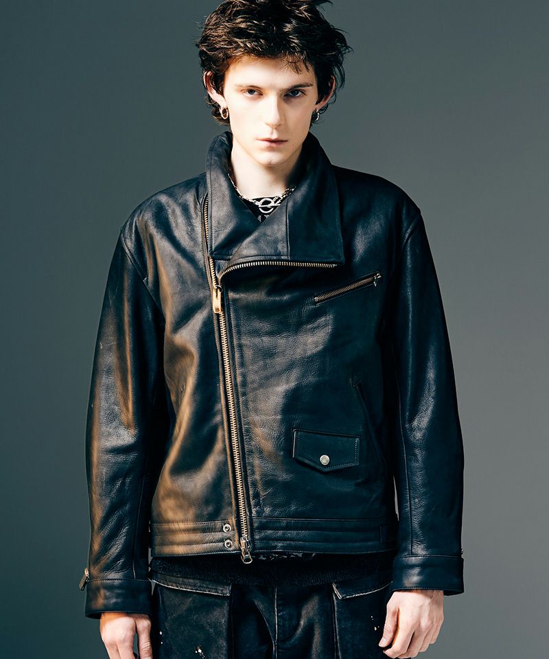 glamb(グラム)】High Neck Leather Jacket ハイネックレザージャケット