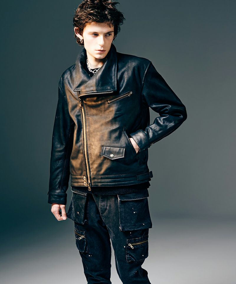 glamb(グラム)】High Neck Leather Jacket ハイネックレザージャケット