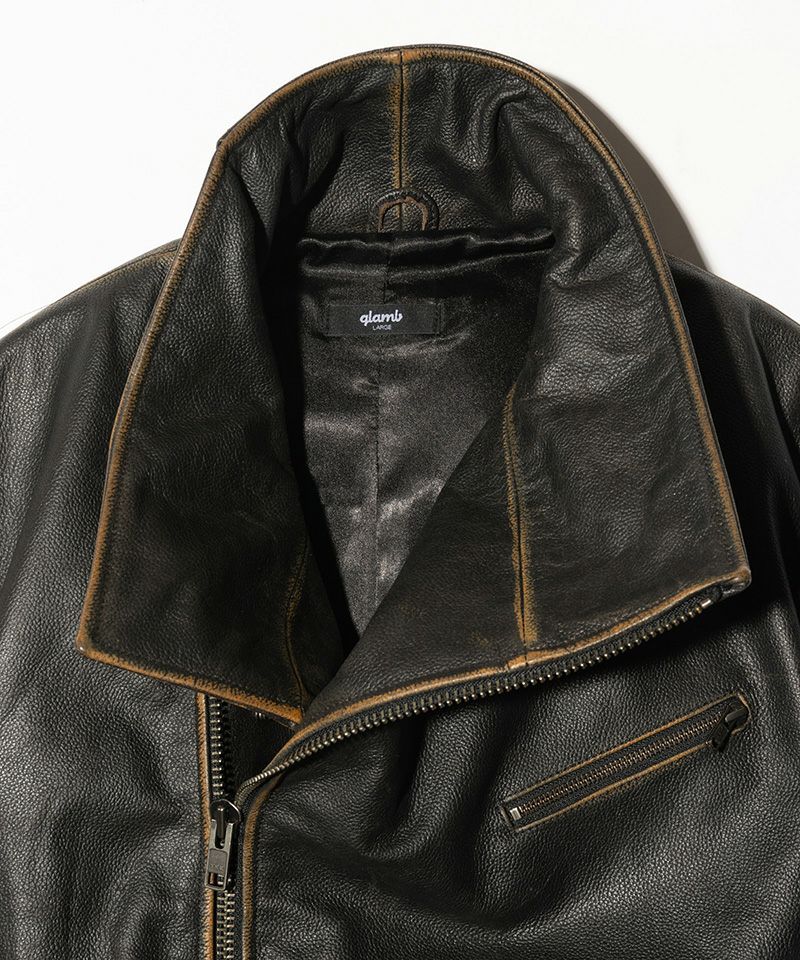 glamb(グラム)】High Neck Leather Jacket ハイネックレザージャケット