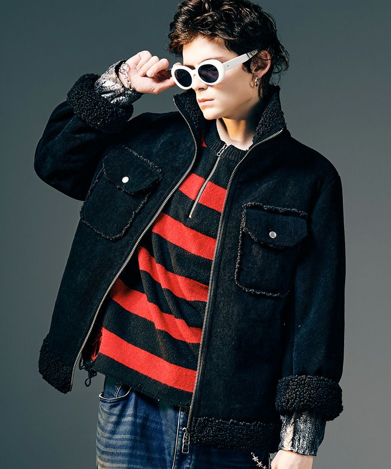 glamb(グラム)】High Neck Corduroy Ranch Jacket ハイネック