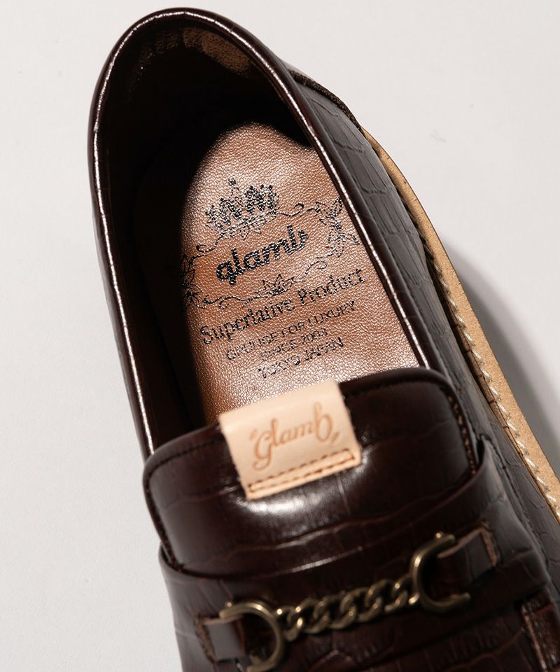 glamb(グラム)】Croco Emboss Bit Loafer クロコエンボスビット