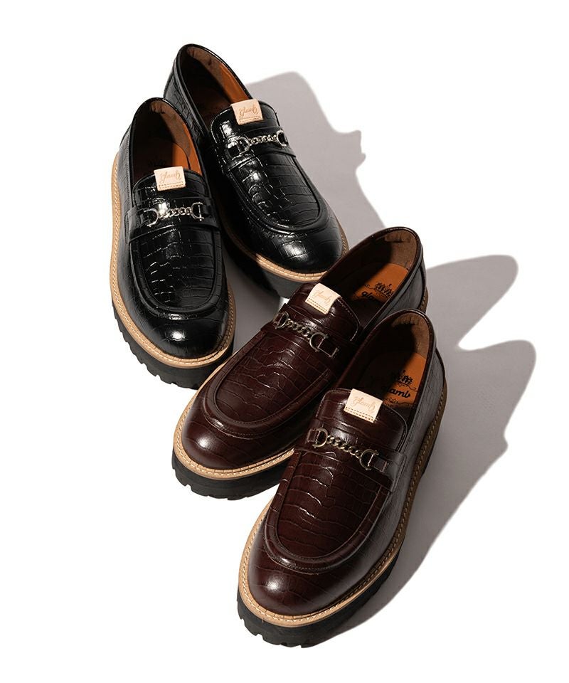 glamb(グラム)】Croco Emboss Bit Loafer クロコエンボスビット