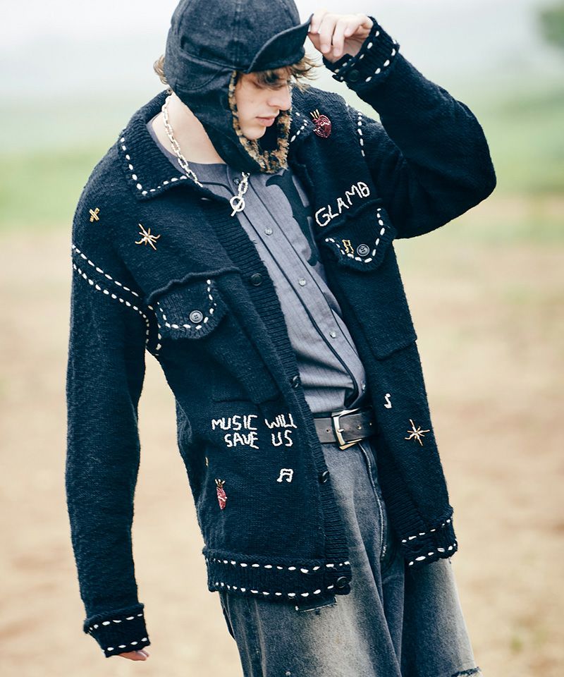 glamb(グラム)】Beadswork Knit Jacket ビーズワークニットジャケット