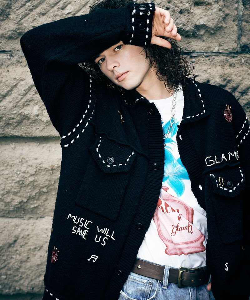 glamb(グラム)】Beadswork Knit Jacket ビーズワークニットジャケット