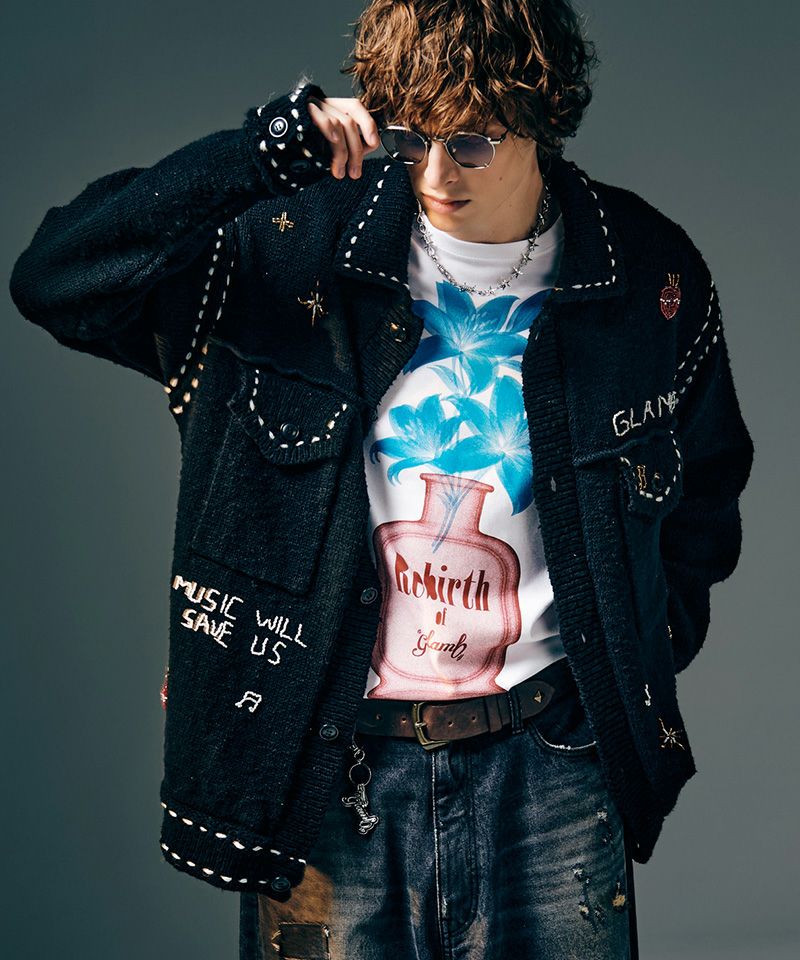 glamb(グラム)】Beadswork Knit Jacket ビーズワークニットジャケット