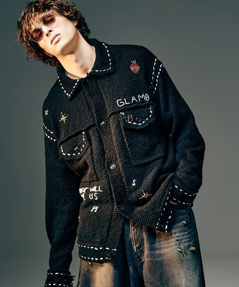 glamb(グラム)】Beadswork Knit Jacket ビーズワークニットジャケット