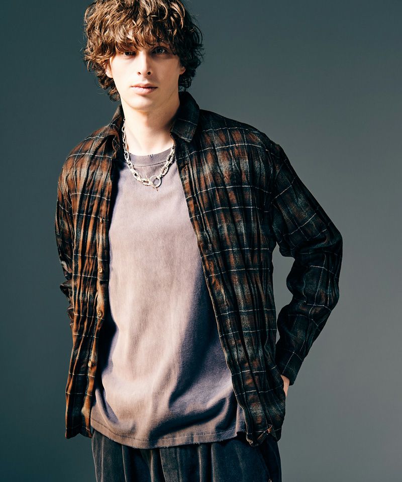 glamb(グラム)】Wrinkle Flannel Shirt リンクルフランネルシャツ