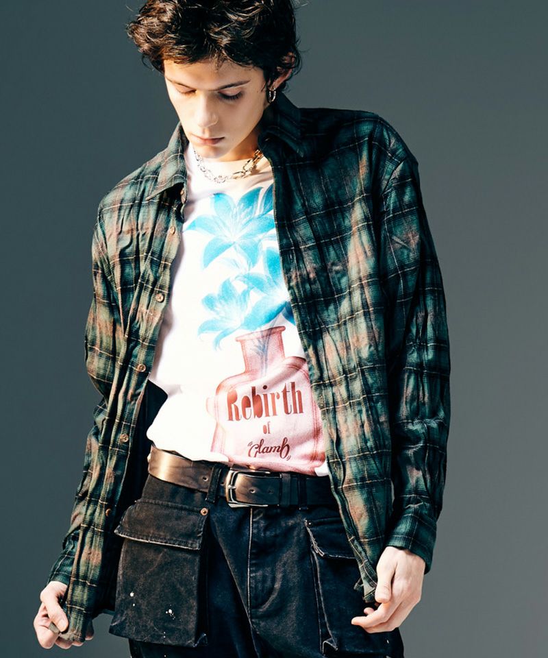glamb(グラム)】Wrinkle Flannel Shirt リンクルフランネルシャツ