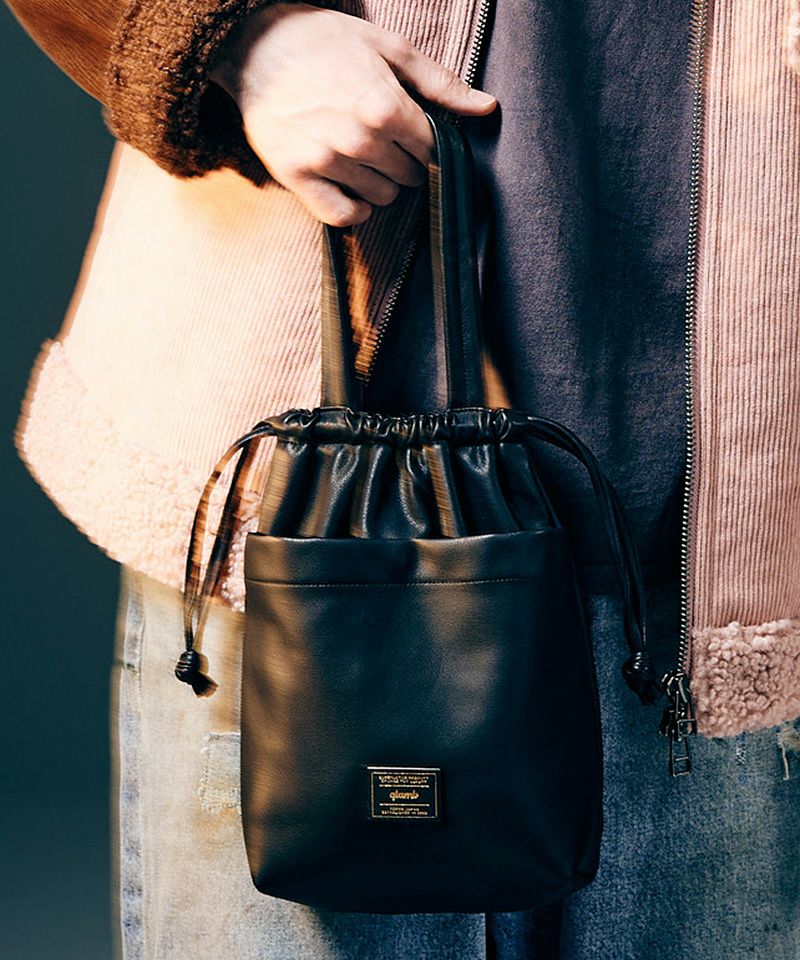 glamb(グラム)】Synth Leather Drawstring Bag シンセレザードロー