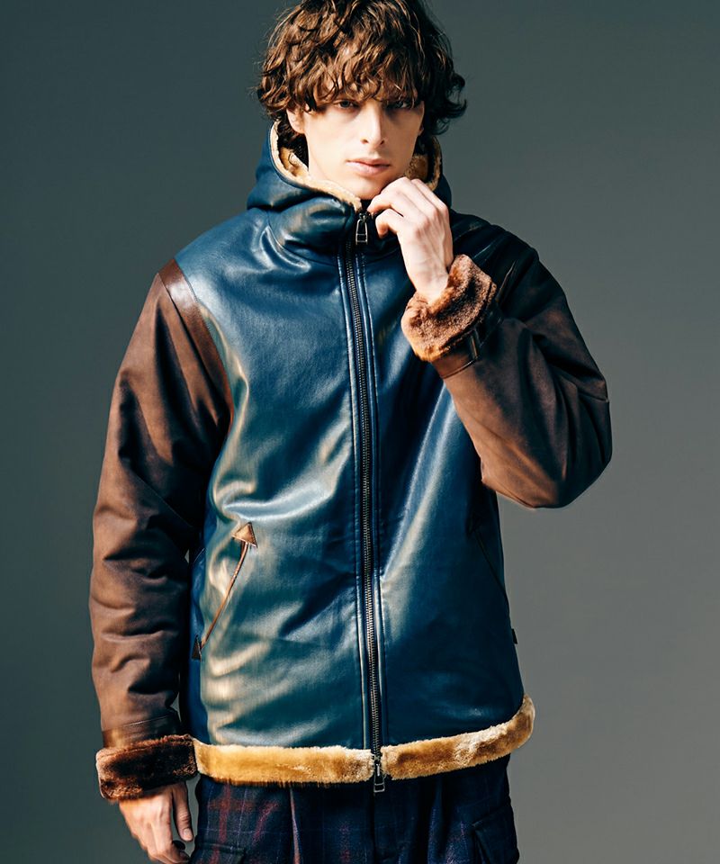 glamb(グラム)】Synth Mouton Hooded Jacket シンセムートンフーデッド