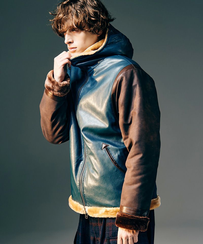 glamb(グラム)】Synth Mouton Hooded Jacket シンセムートンフーデッド 