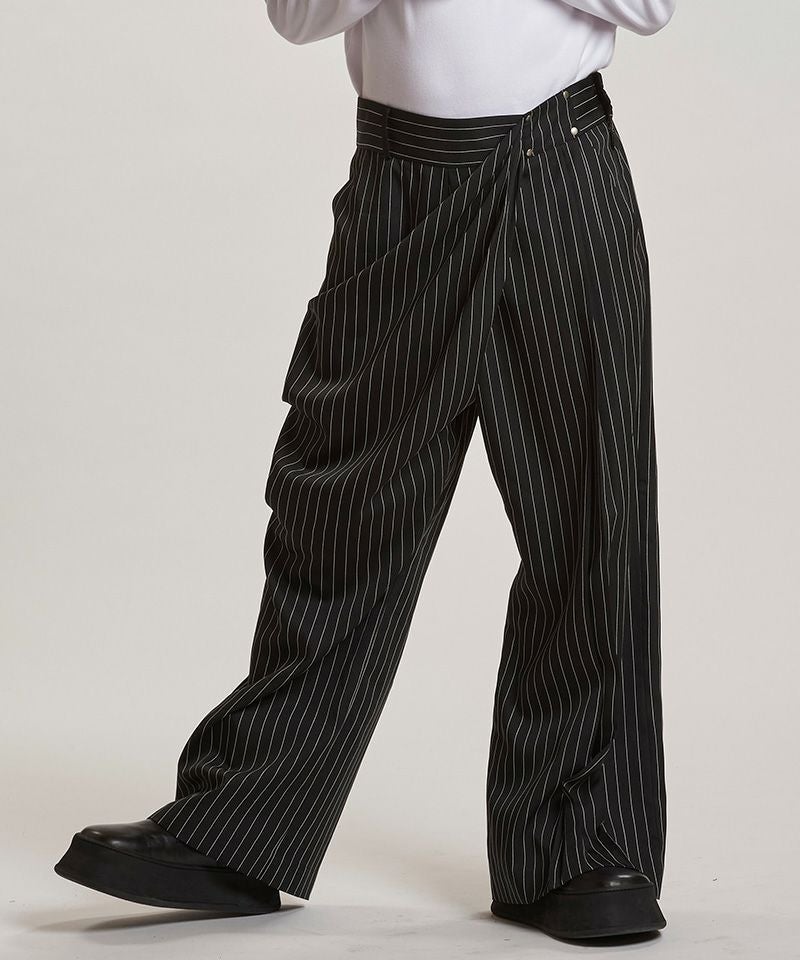 30%OFF【NO ID.(ノーアイディー)】ﾄﾞﾚｰﾌﾟﾀｯｸﾜｲﾄﾞﾄﾗｳｻﾞｰｽﾞ パンツ
