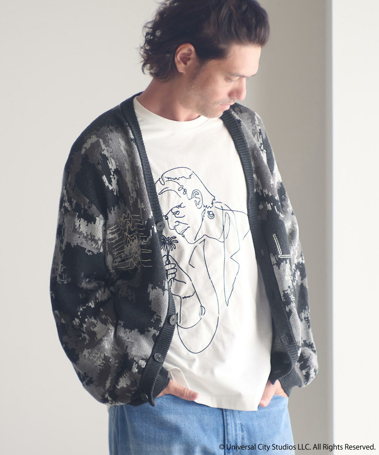 ADAM PATEK(アダムパテック)】mad embroidered fade knit cardigan