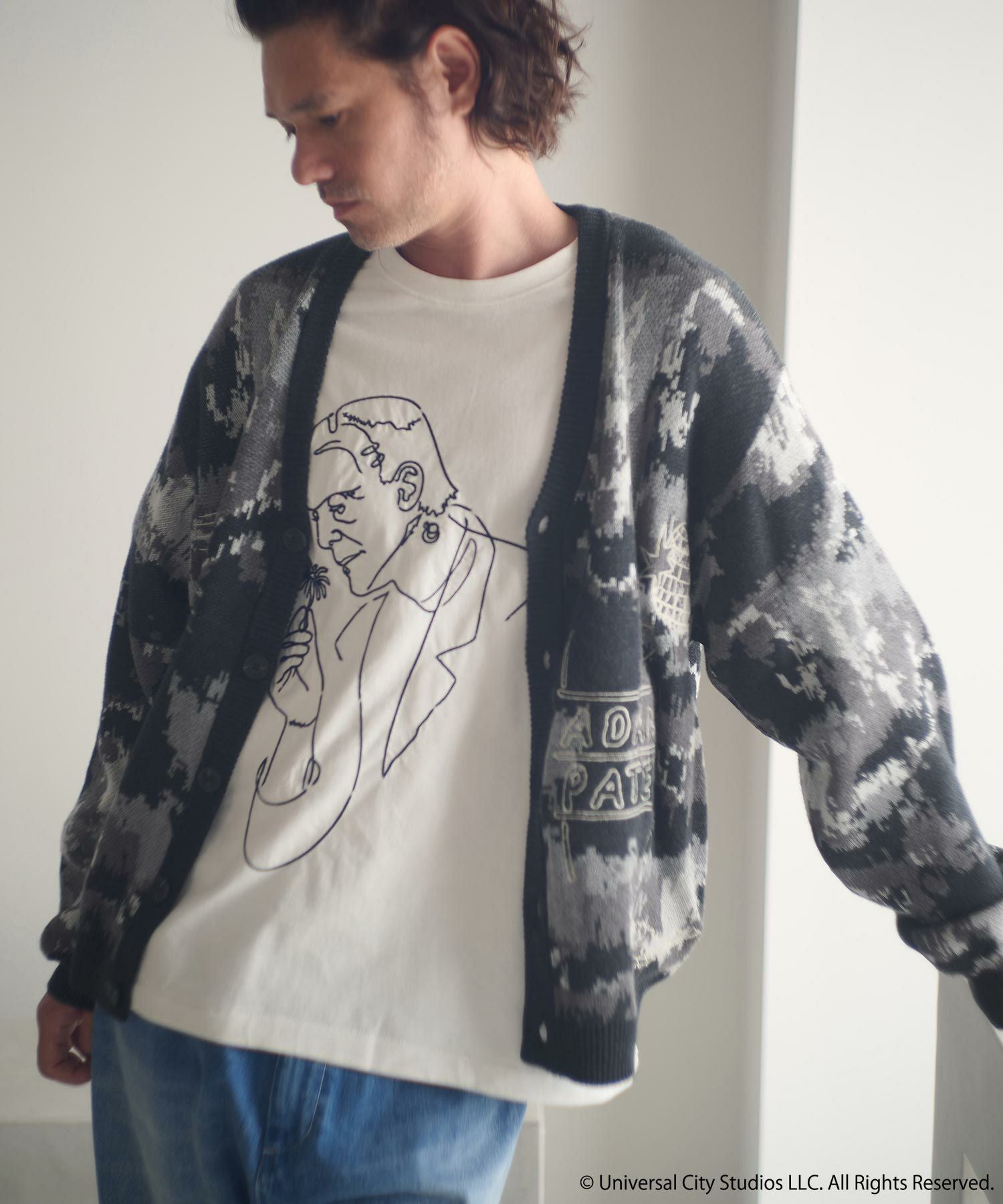ADAM PATEK(アダムパテック)】mad embroidered fade knit cardigan