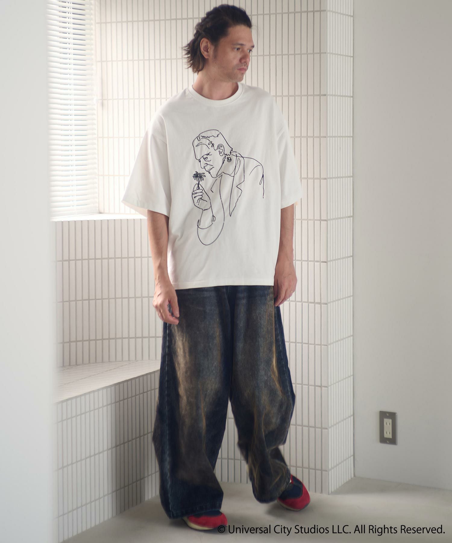 ADAM PATEK(アダムパテック)】Frankenstein flower stitch T Tシャツ