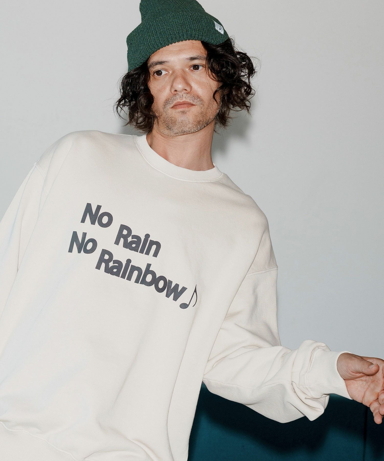 No Rain No Rainbow(ノーレインノーレインボー)】logo print pigment