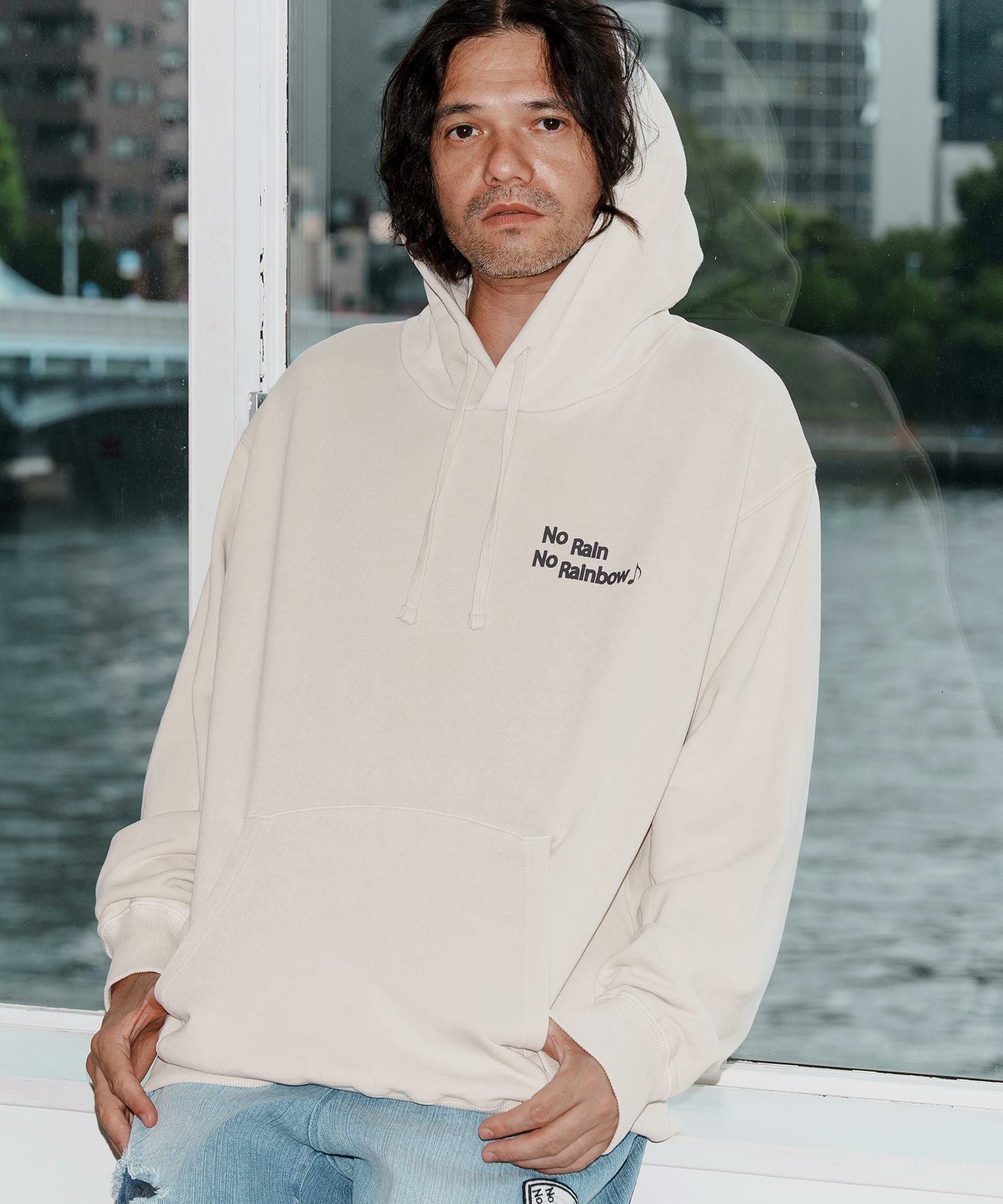 No Rain No Rainbow(ノーレインノーレインボー)】logo print pigment