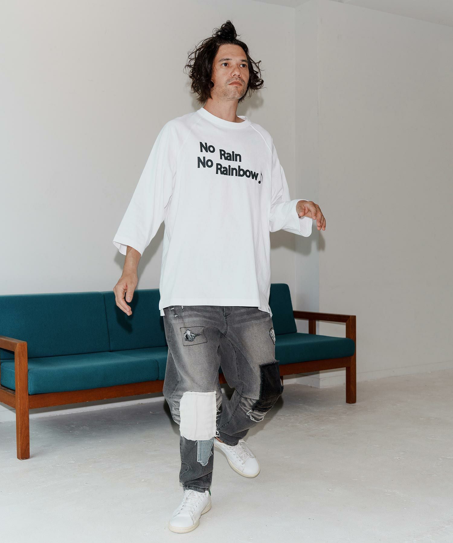 No Rain No Rainbow(ノーレインノーレインボー)】logo printed half
