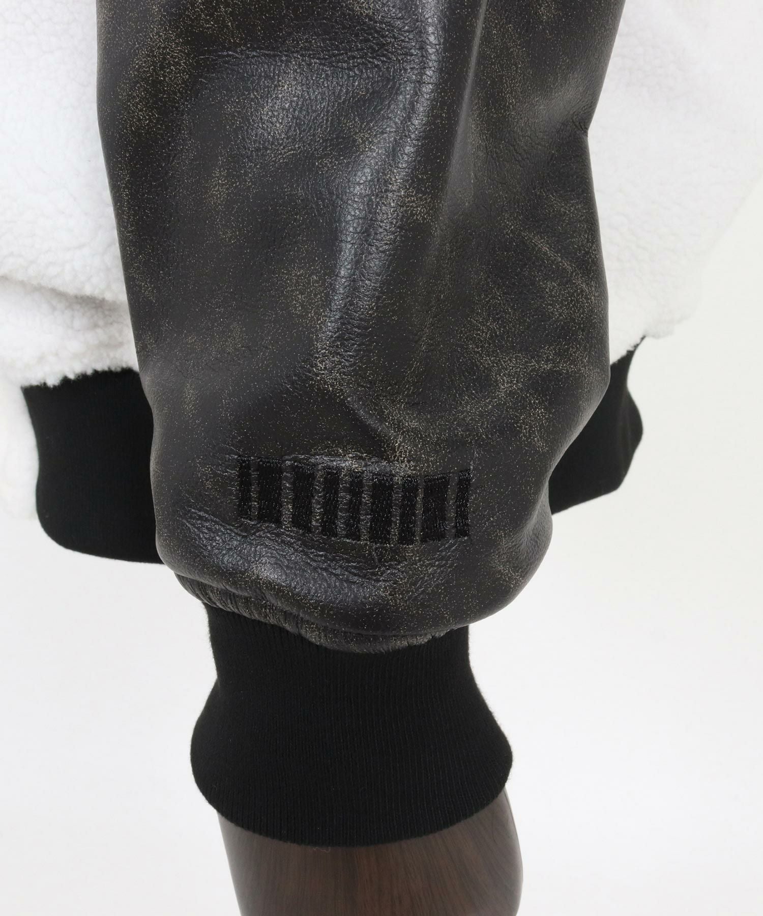 felkod(フィルコッド)】Synthetic Leather Combination Boa Hooded