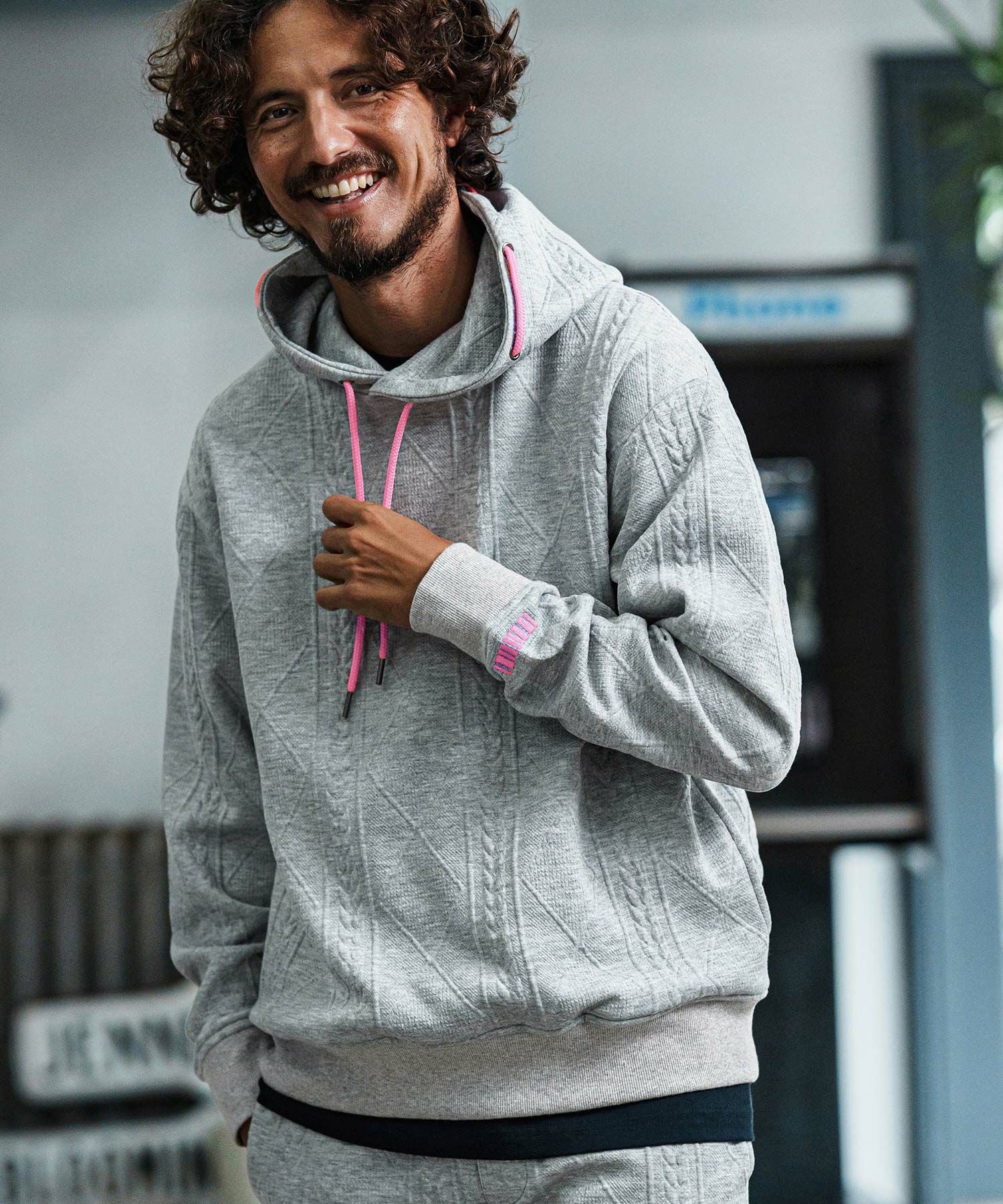 felkod(フィルコッド)】Cable Knit Jersey Parka ニットジャージ
