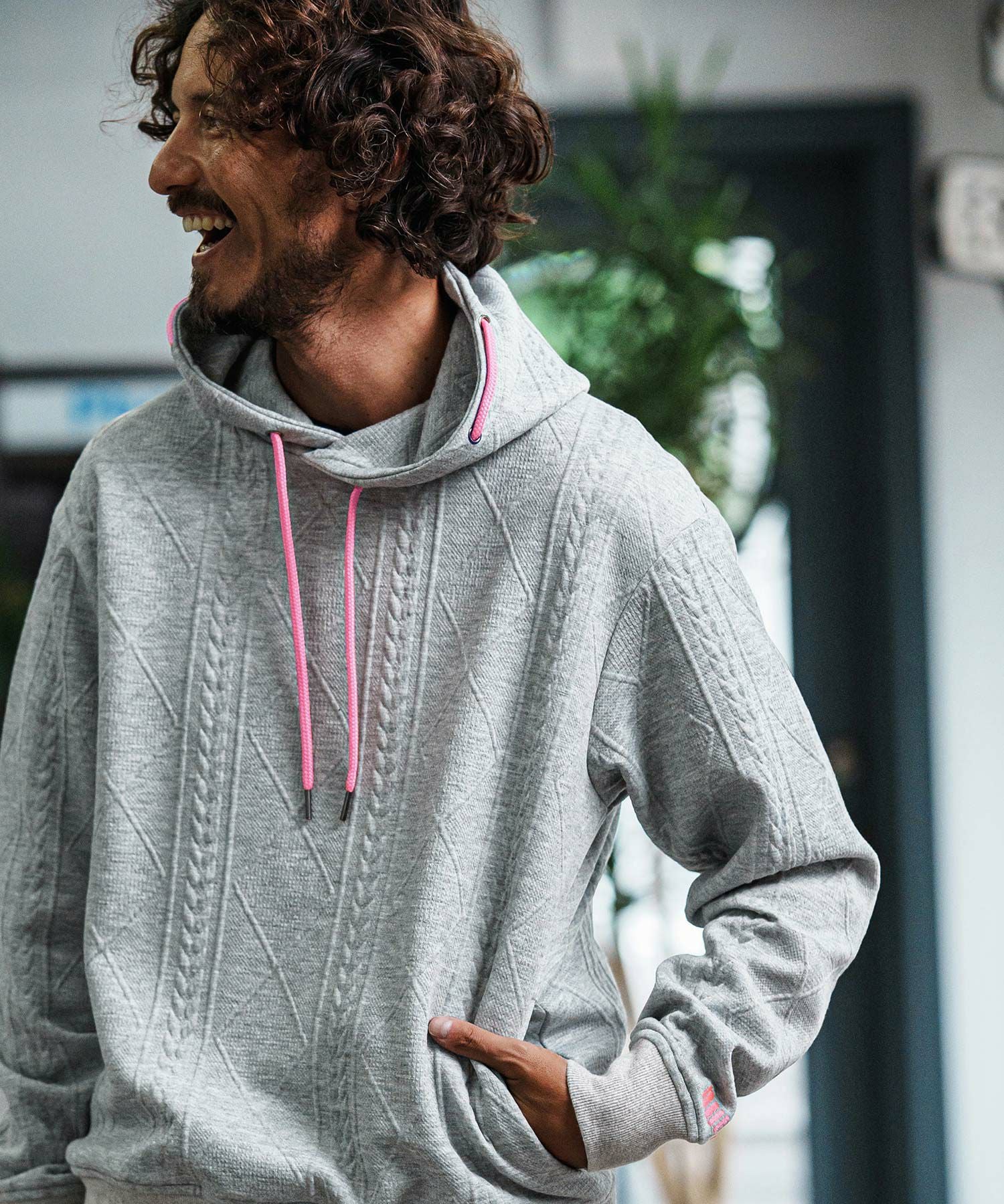 felkod(フィルコッド)】Cable Knit Jersey Parka ニットジャージ