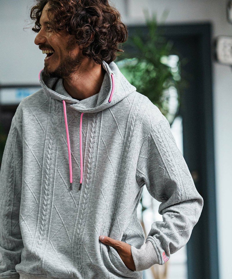 felkod(フィルコッド)】Cable Knit Jersey Parka ニットジャージ 