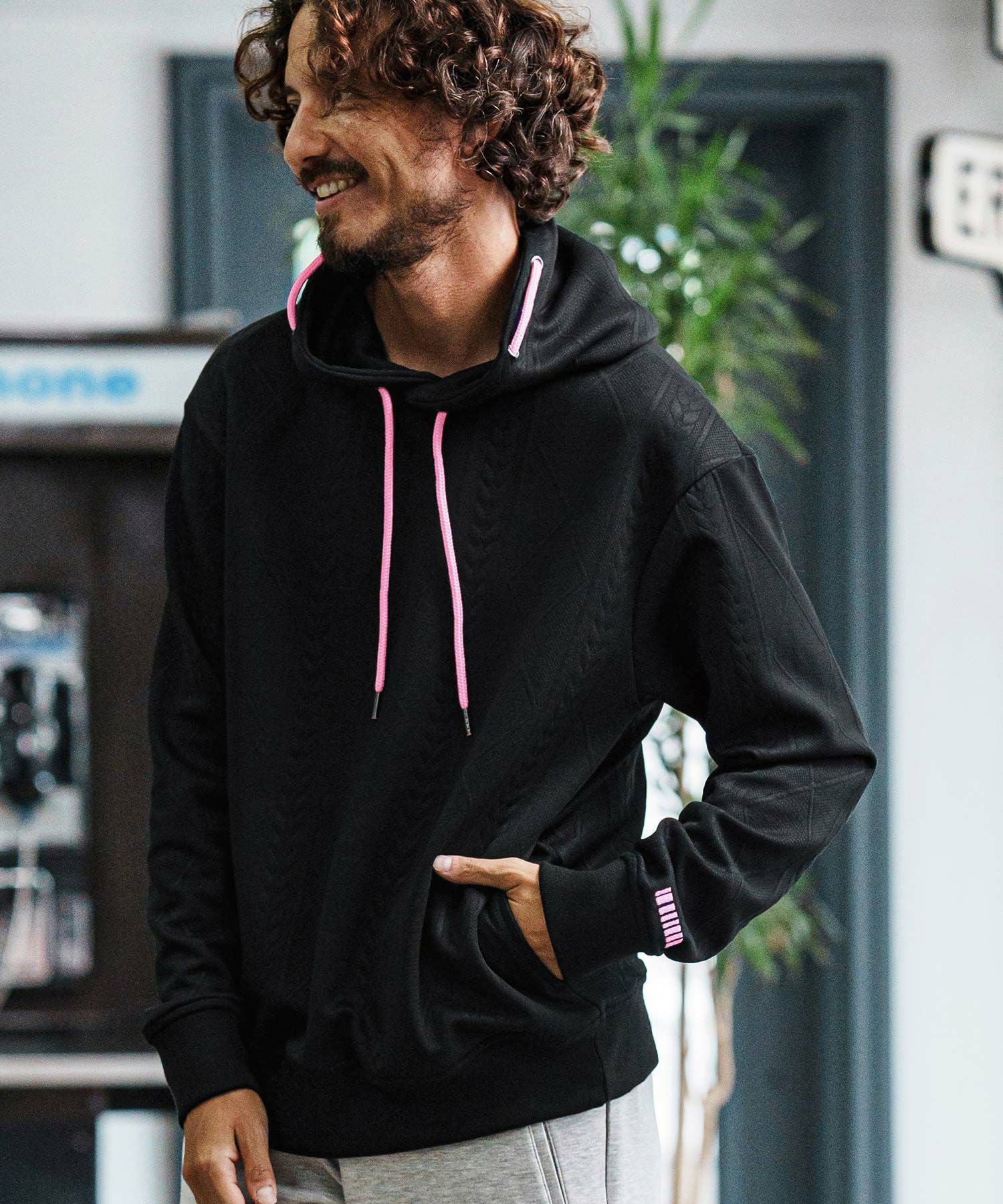 felkod(フィルコッド)】Cable Knit Jersey Parka ニットジャージ