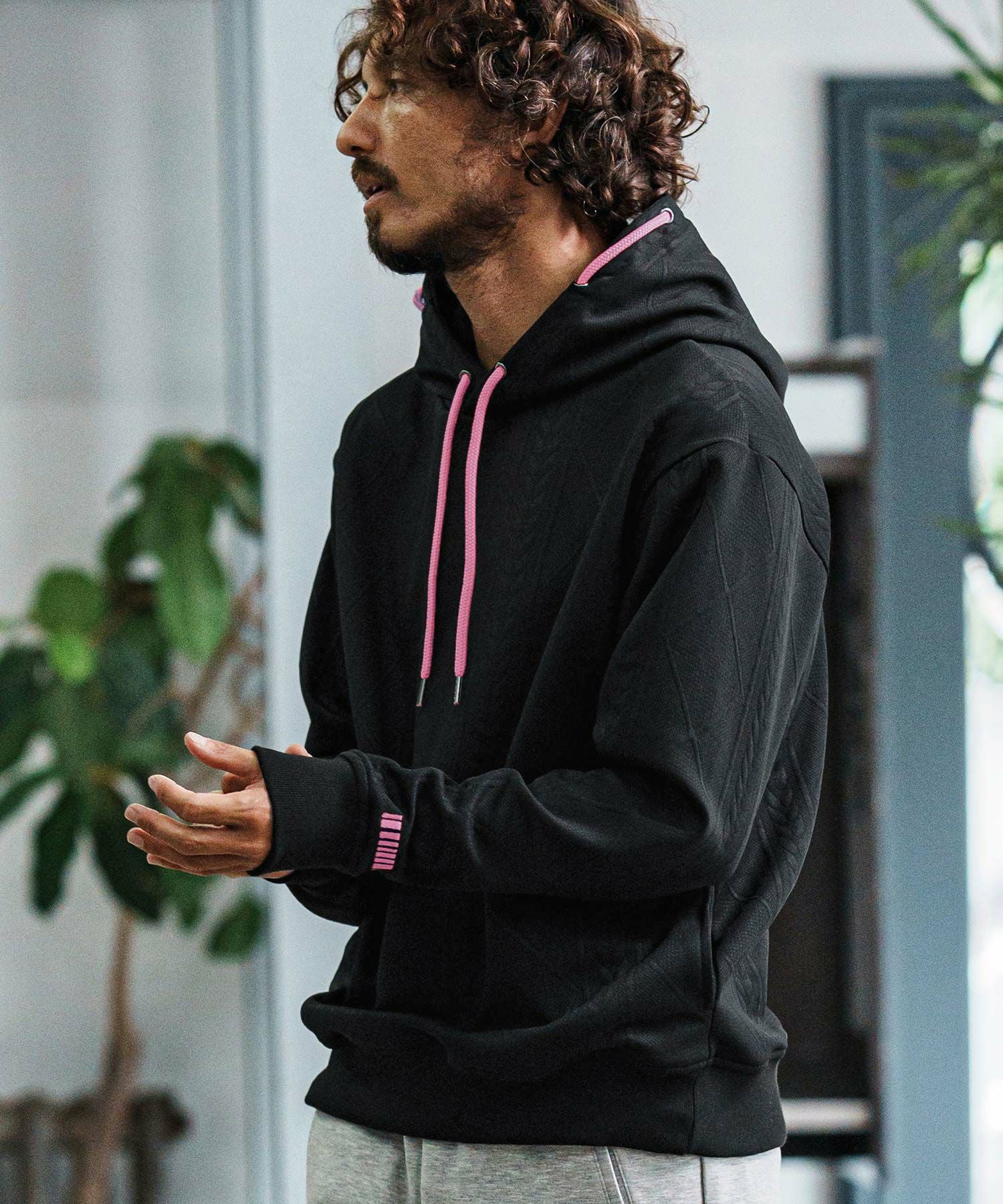 felkod(フィルコッド)】Cable Knit Jersey Parka ニットジャージ