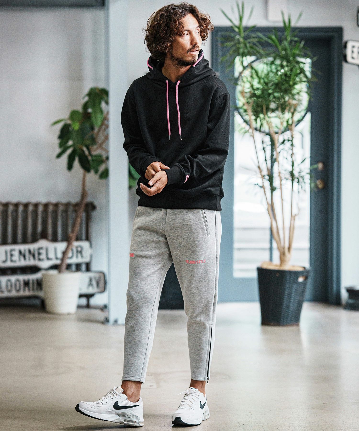 felkod(フィルコッド)】Cable Knit Jersey Parka ニットジャージ
