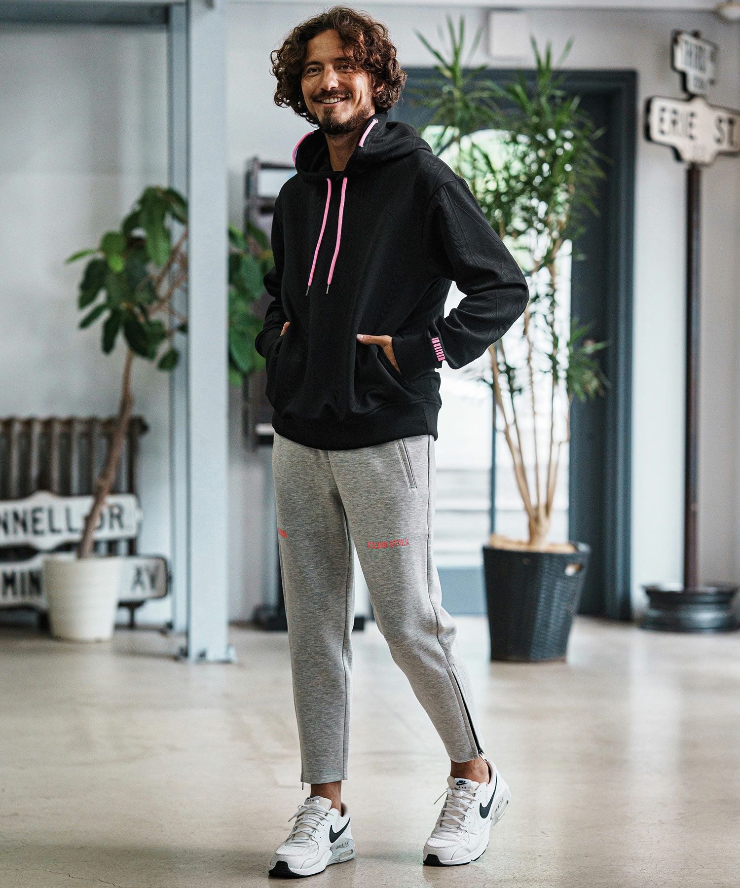 felkod(フィルコッド)】Cable Knit Jersey Parka ニットジャージ