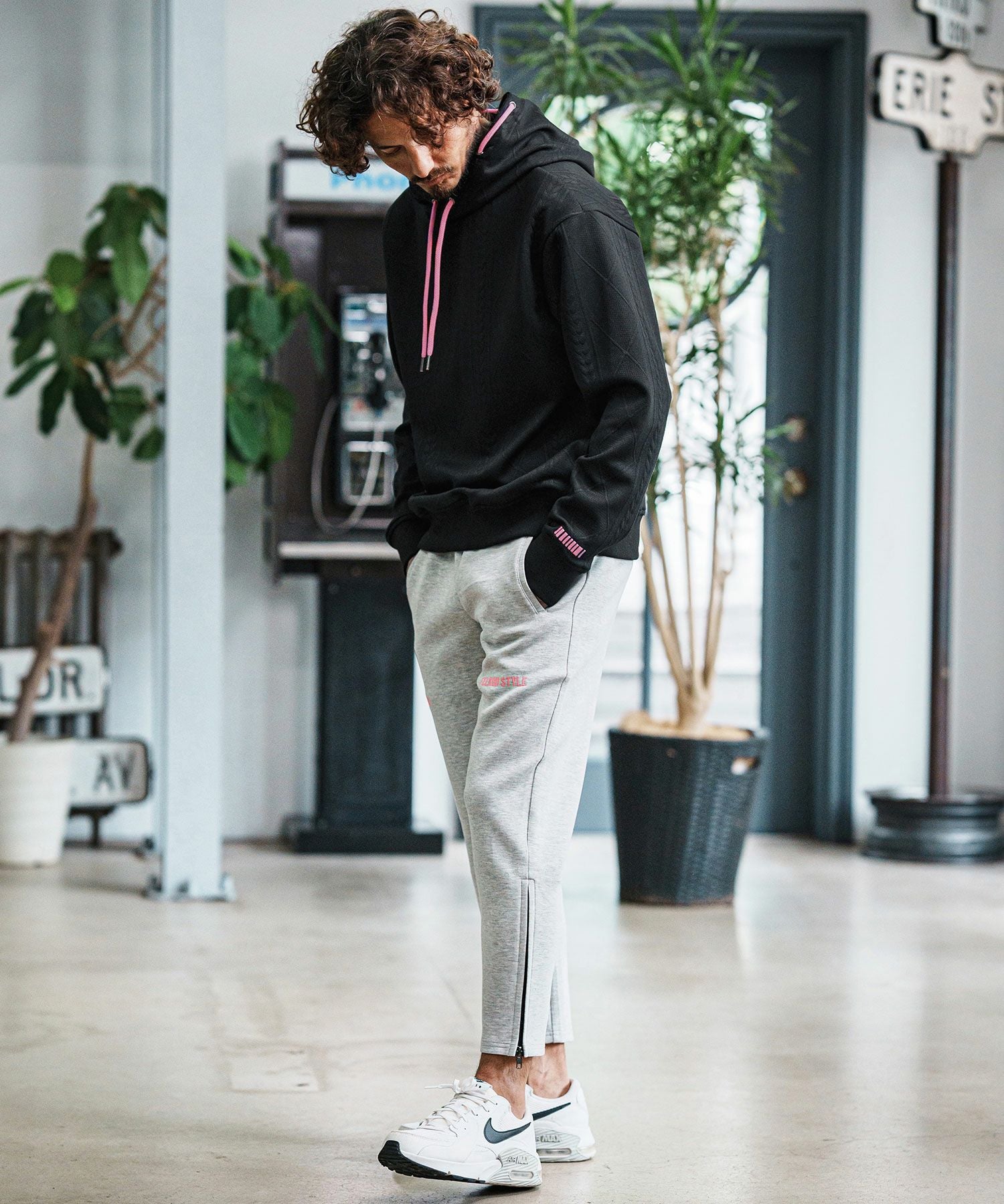 felkod(フィルコッド)】Cable Knit Jersey Parka ニットジャージ