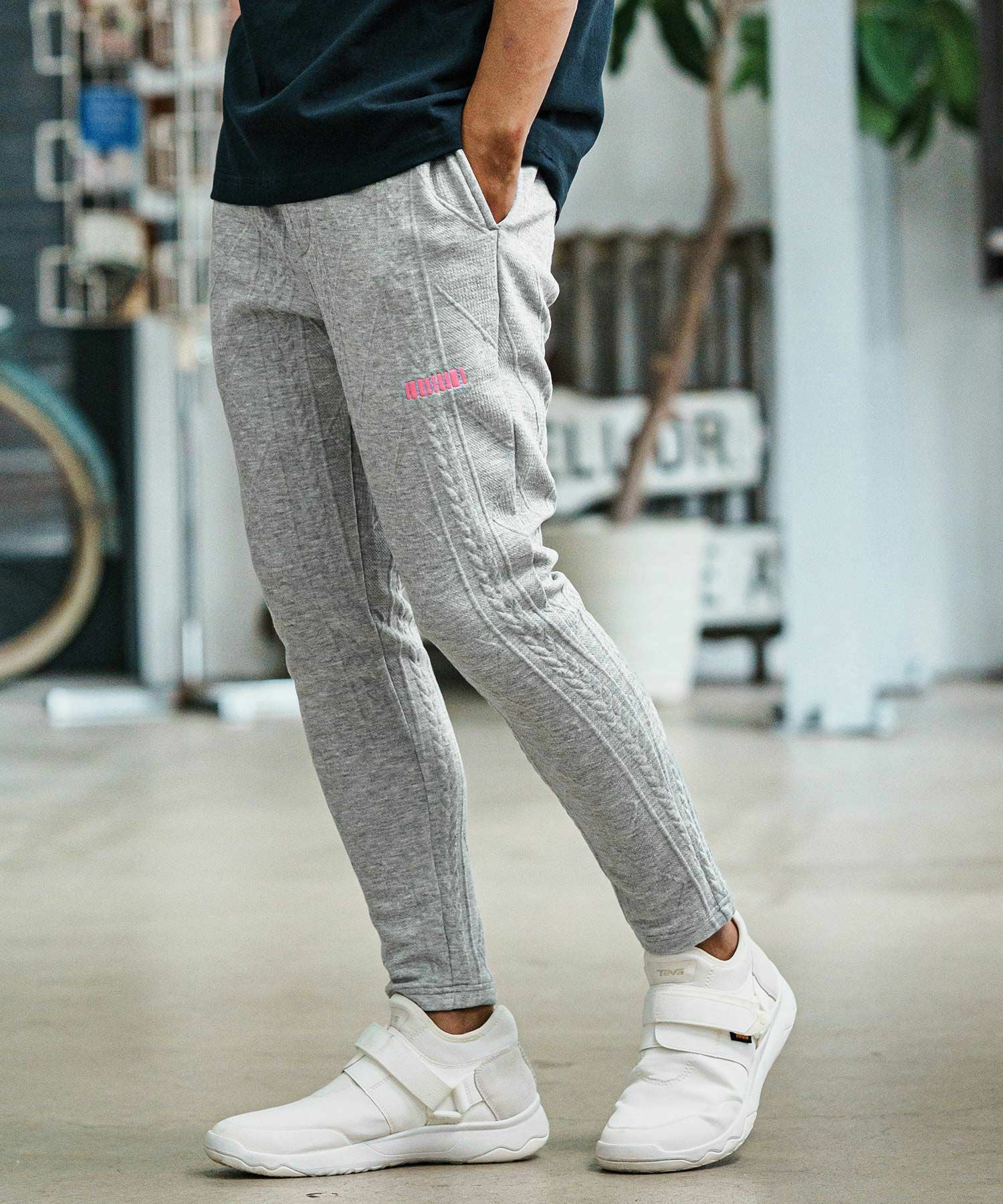felkod(フィルコッド)】Cable Knit Jersey Pants ニットジャージパンツ