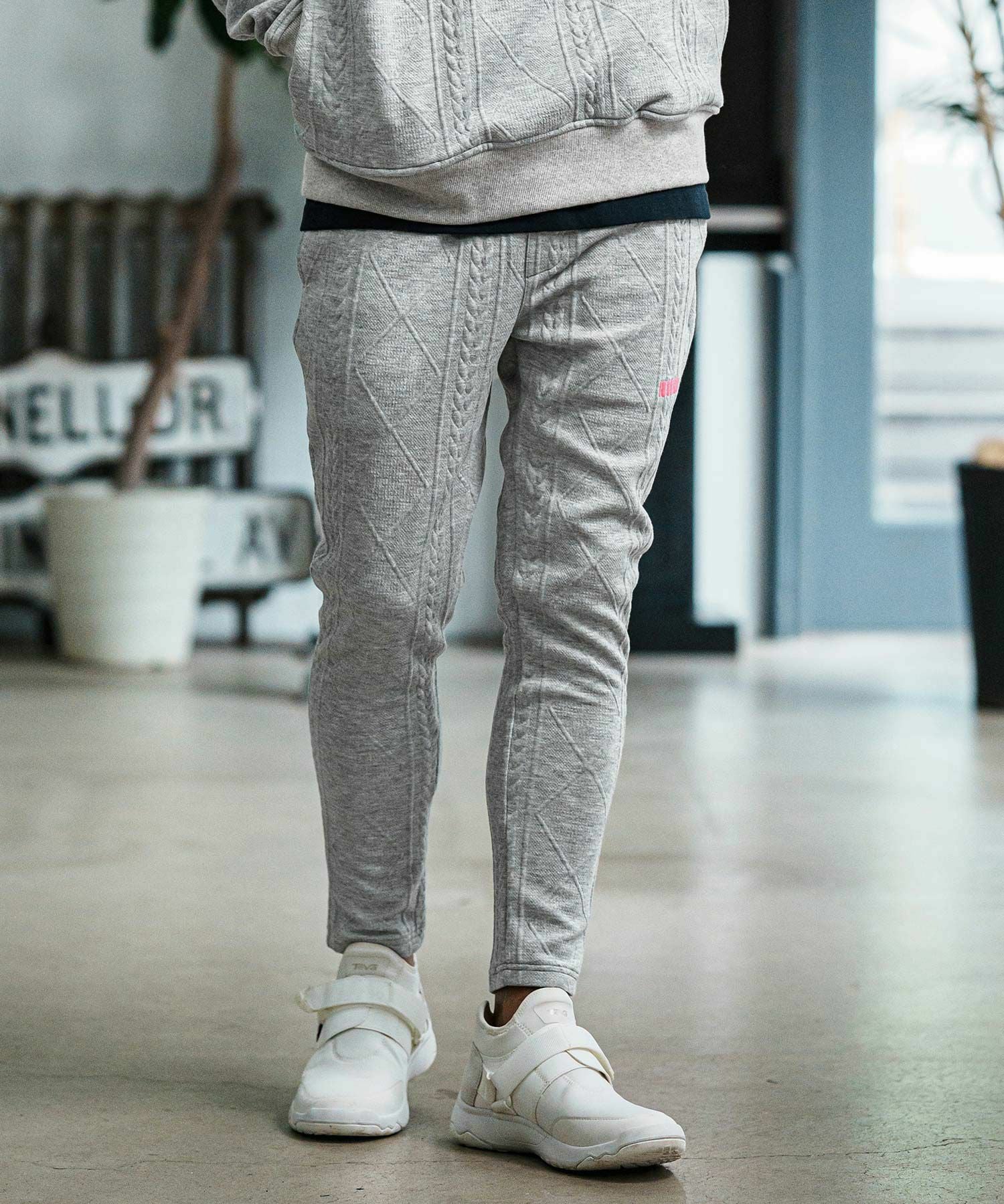 felkod(フィルコッド)】Cable Knit Jersey Pants ニットジャージパンツ