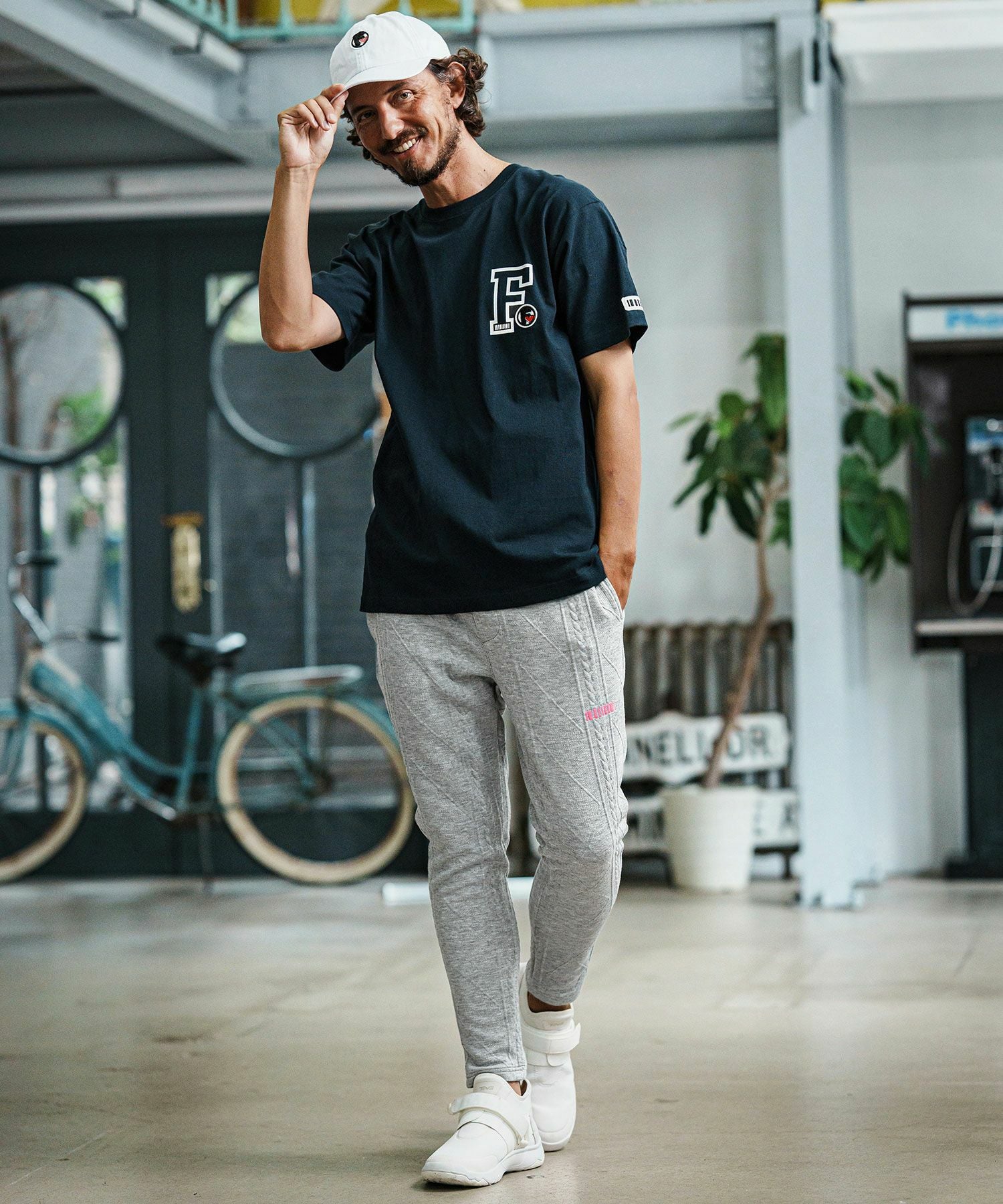 トップス 808 felkod(フィルコッド)】Cable Knit Jersey Pants ニットジャージパンツ
