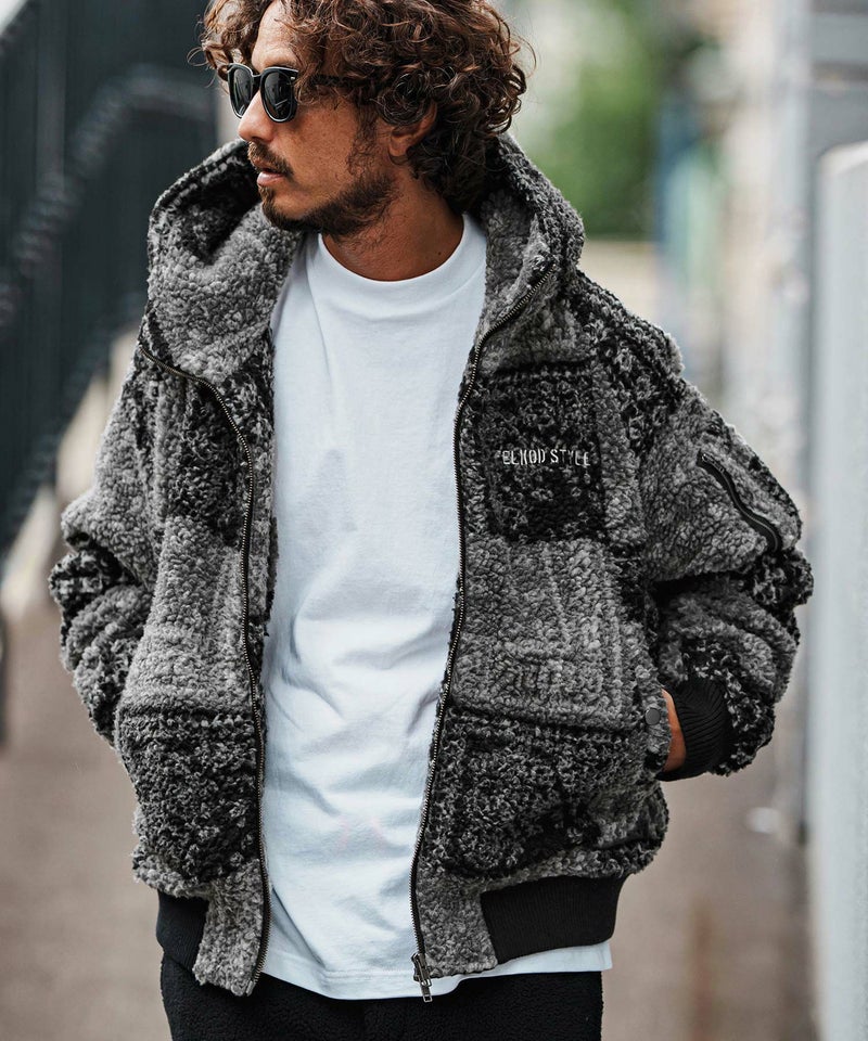 felkod(フィルコッド)】Bandana Pattern Boa Hooded Blouson 