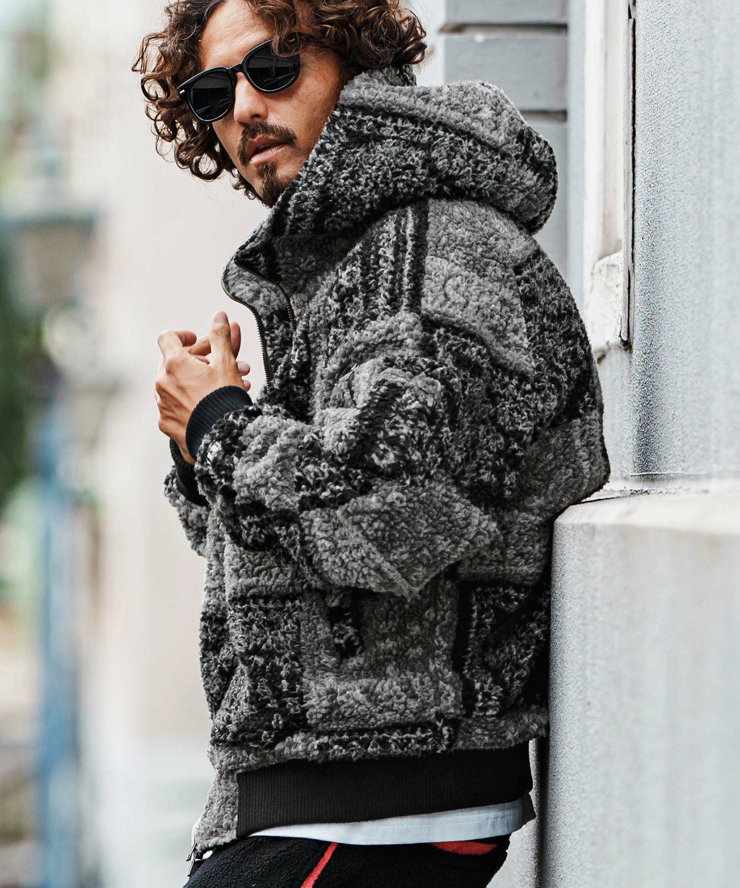 felkod(フィルコッド)】Bandana Pattern Boa Hooded Blouson