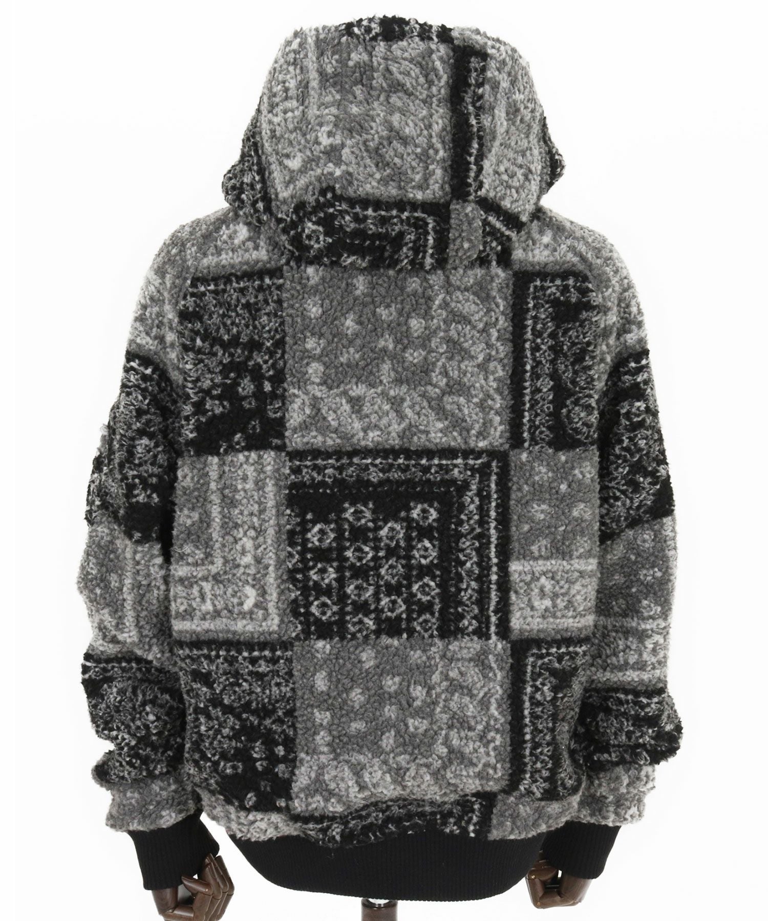 felkod(フィルコッド)】Bandana Pattern Boa Hooded Blouson