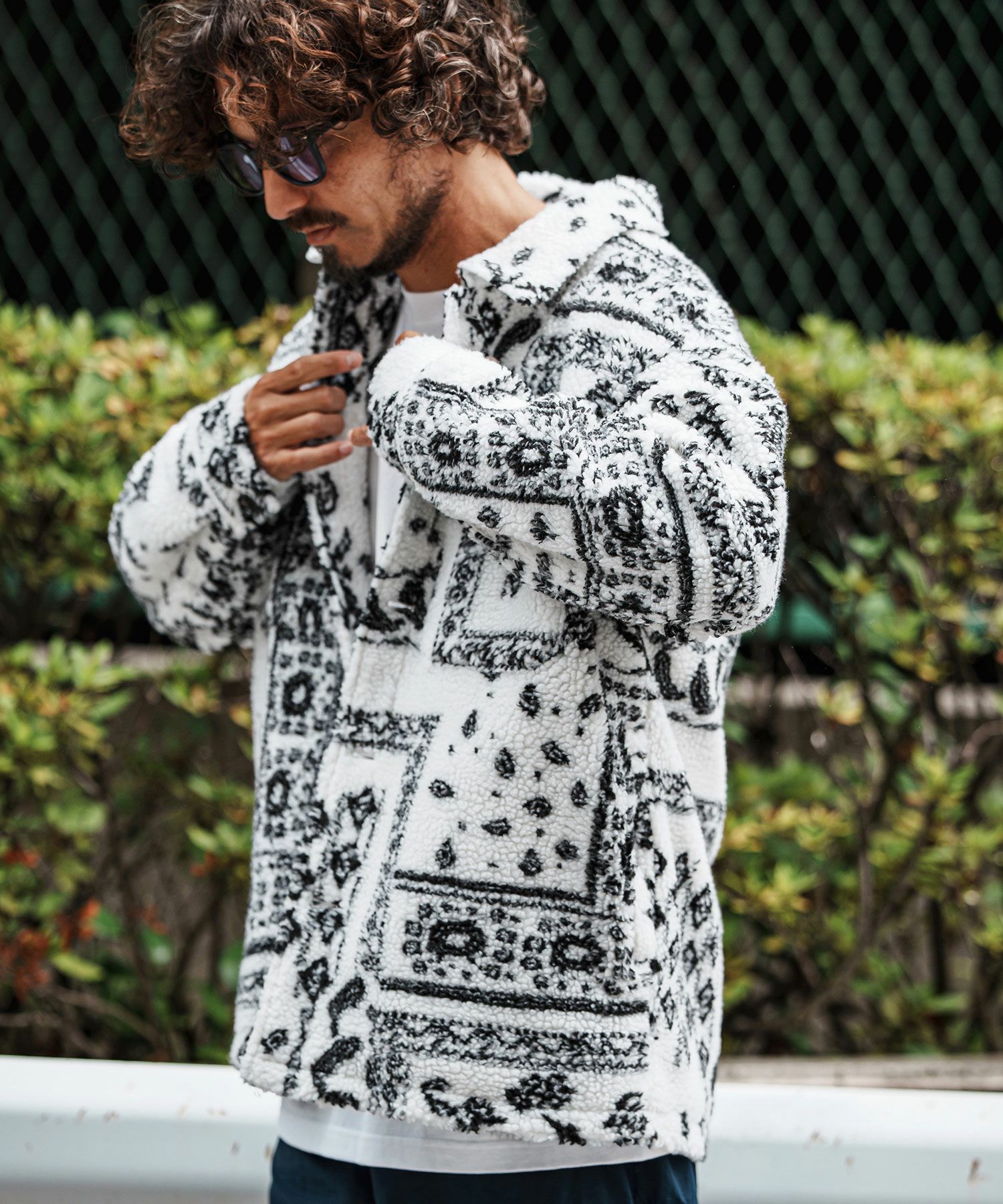felkod(フィルコッド)】Bandana Pattern Boa CPO Jacket ジャケット