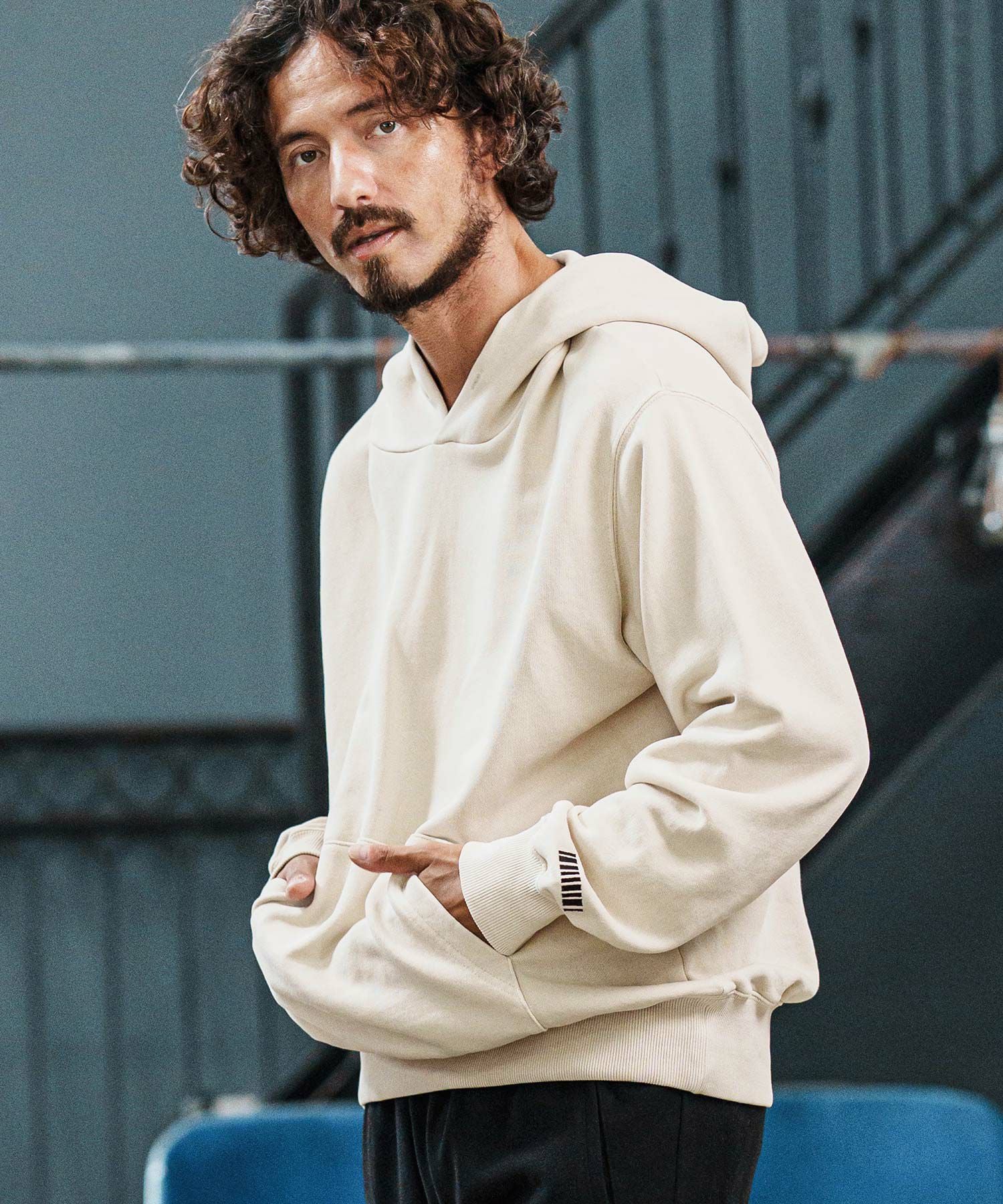 felkod(フィルコッド)】Pigment Dyed Barcode Embroidered Sweat Parka felkod(フィルコッド)】Pigment Dyed Barcode Embroidered Sweat Parka