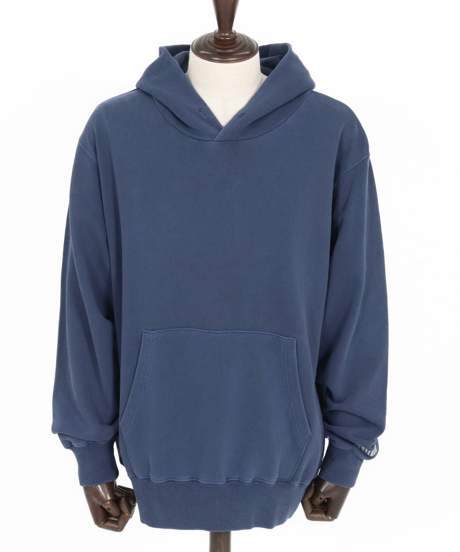 felkod ストレッチ デニムパーカー サイズL インディゴ felkod(フィルコッド)】Pigment Dyed Barcode Embroidered Sweat Parka