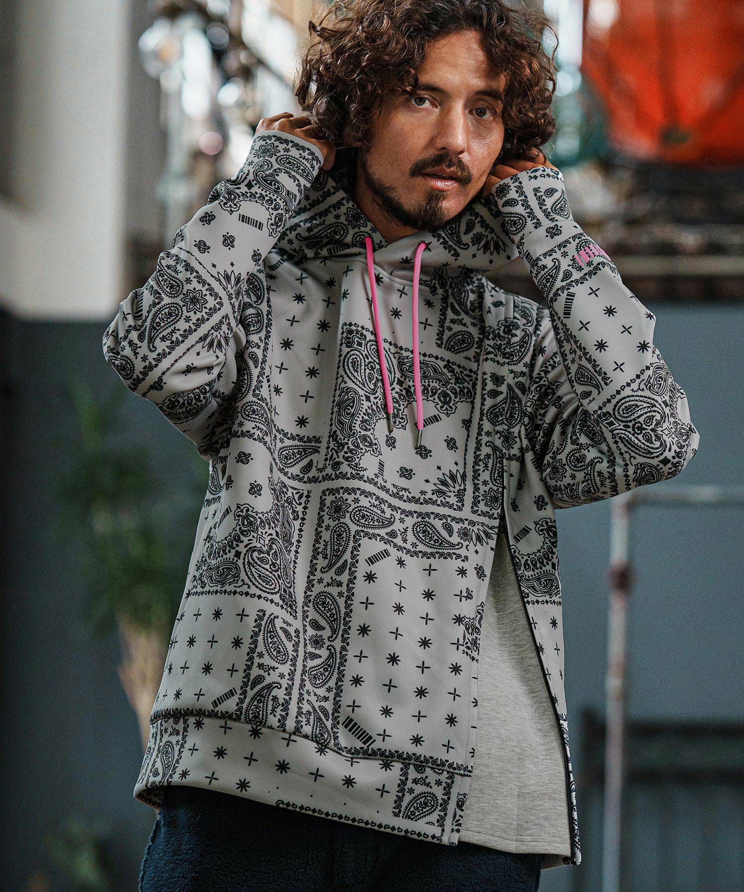 felkod(フィルコッド)】Bandana Cardboard Knit Zip Accent Parka