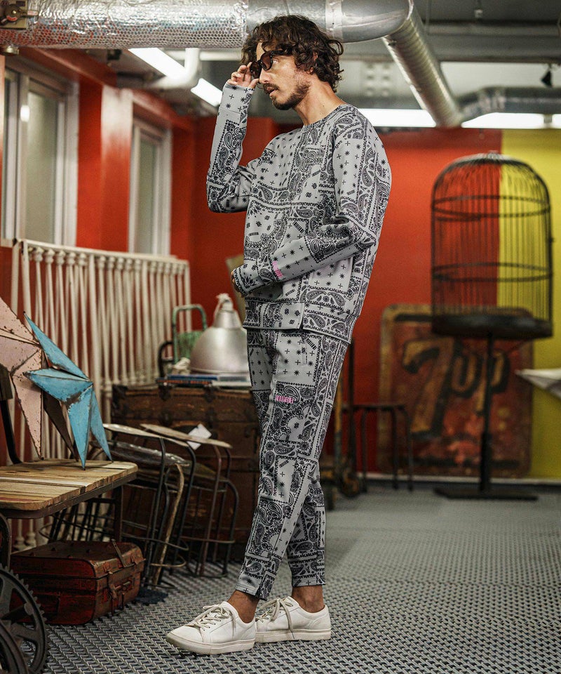 felkod(フィルコッド)】Bandana Cardboard Knit Zip Accent Pants 