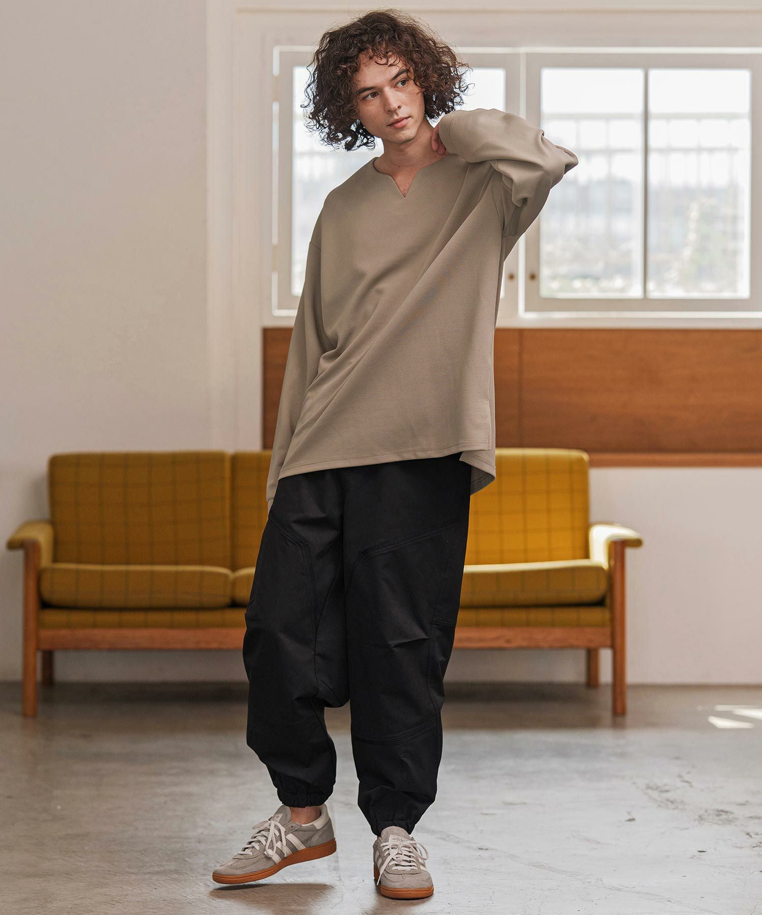 30%OFF【CAMBIO(カンビオ)】テープ使いWニー風ゴムリブパンツ(HLCM0222