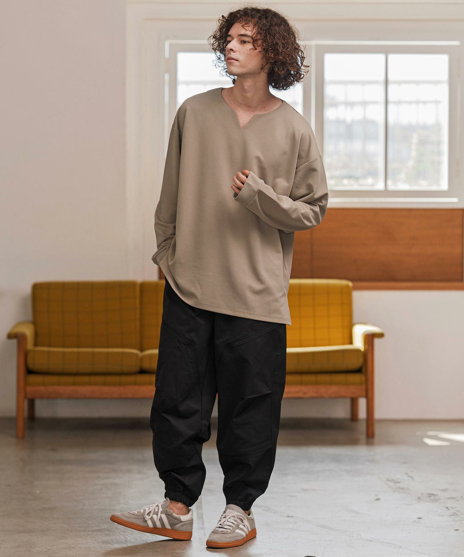 30%OFF【CAMBIO(カンビオ)】テープ使いWニー風ゴムリブパンツ(HLCM0222