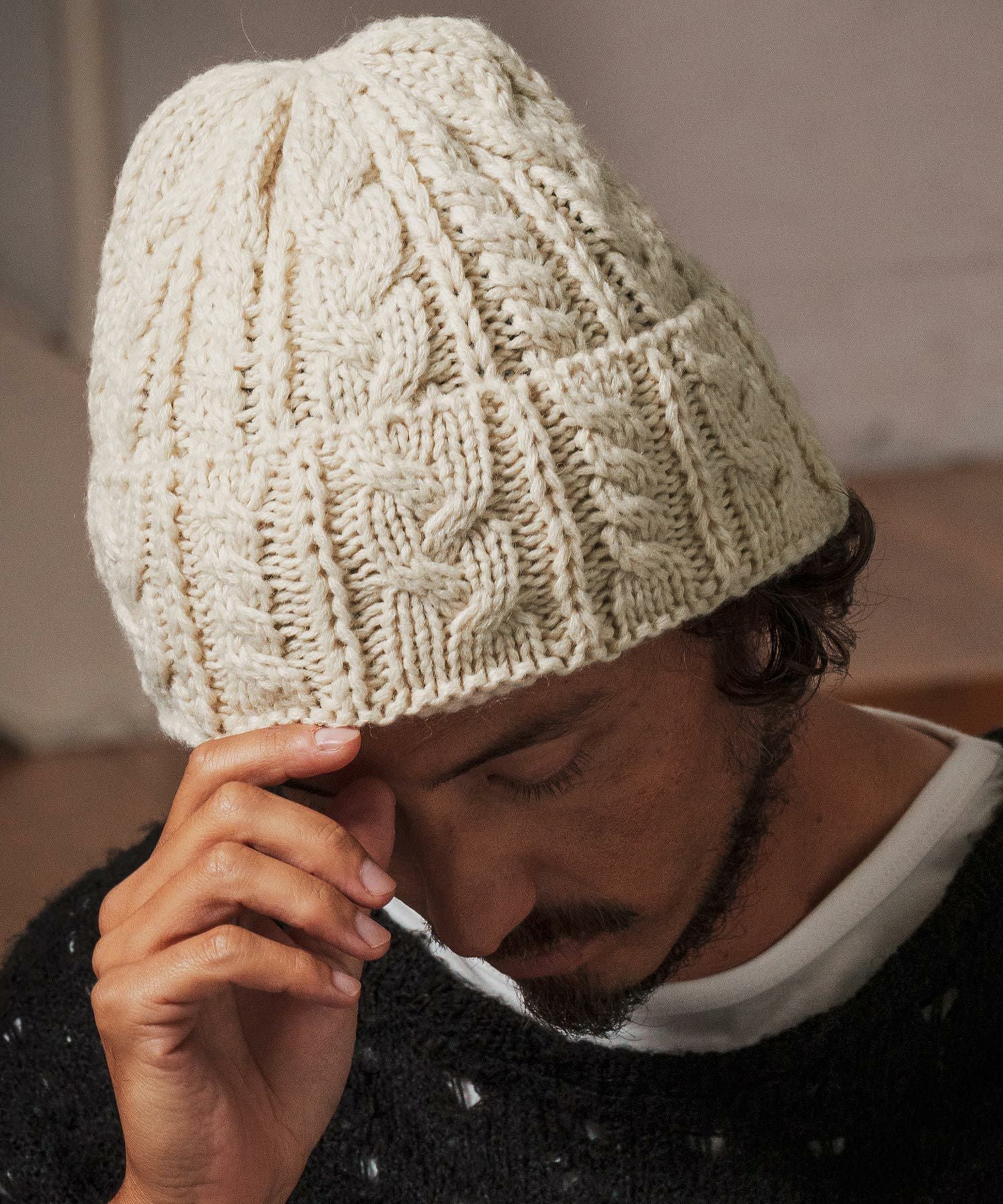 CAMBIO(カンビオ)】 Wool Blend Cable Watch ニット帽(OP-252-BO016
