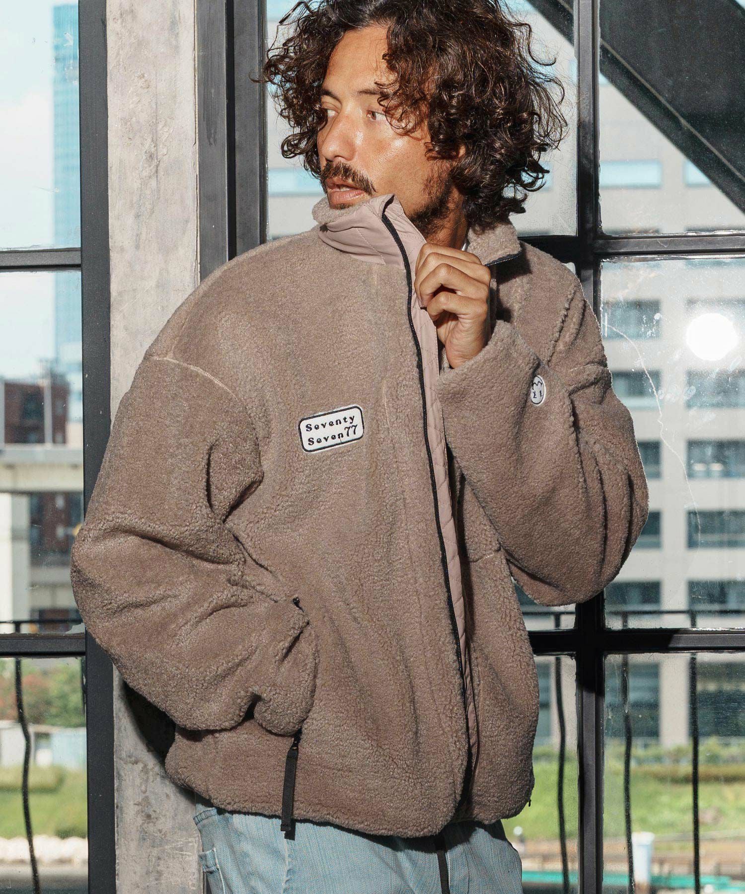 seventy seven(セブンティセブン)】stand collar boa zip JKT ジップ