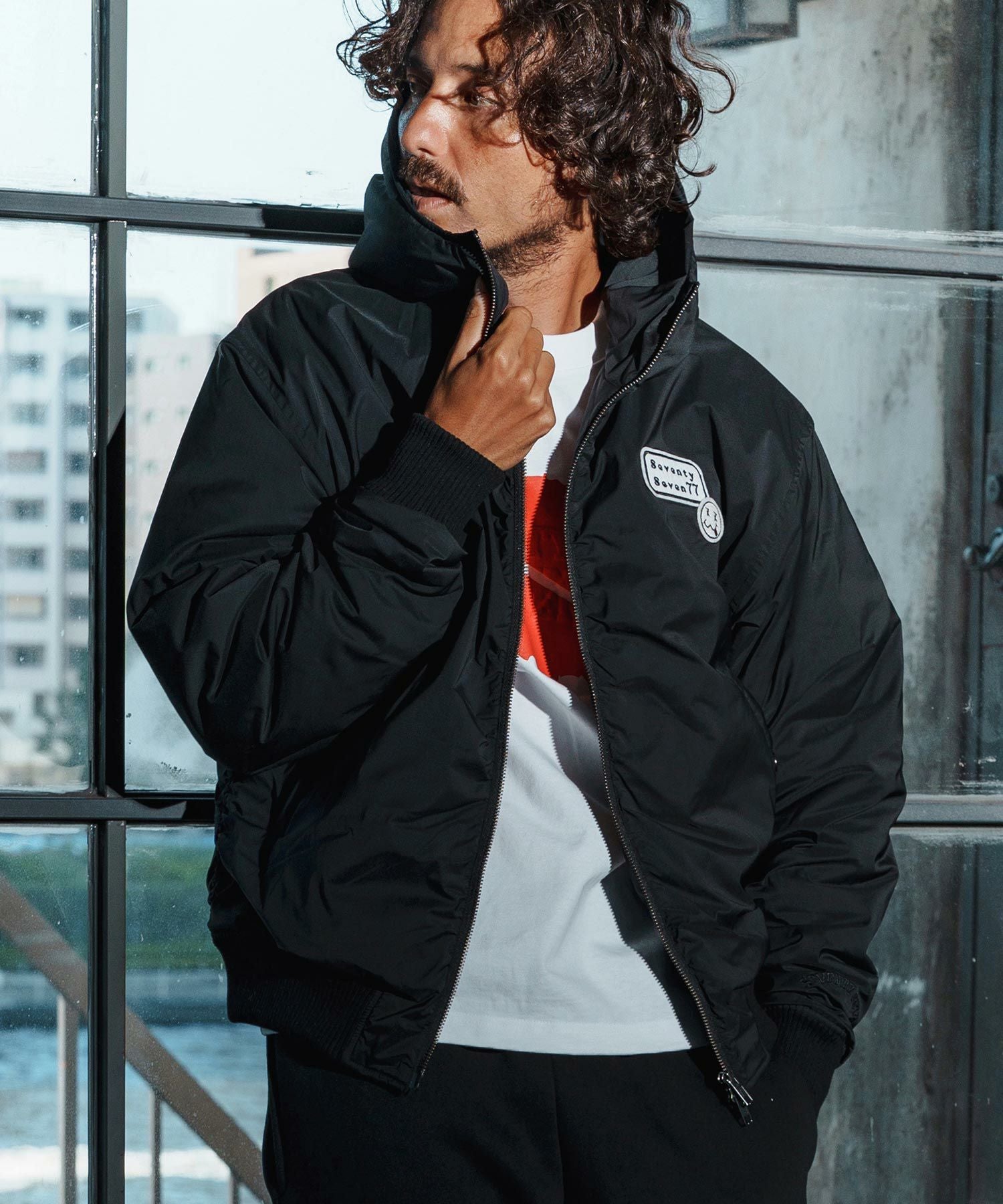 seventy seven(セブンティセブン)】padding hoodie rib JKT 中綿