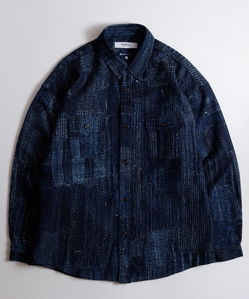 FDMTL(ファンダメンタル)】BORO JAQUARD HAORI SHIRT RINSE 羽織シャツ
